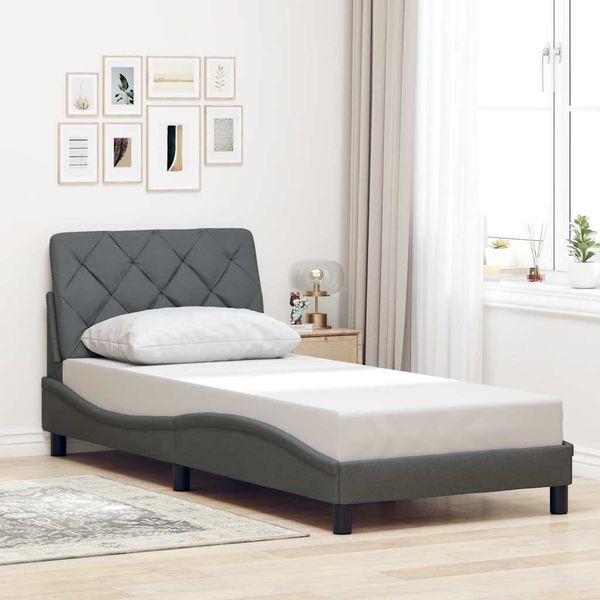 vidaXL Rám postele bez matraca tmavosivá 90x200 cm látka