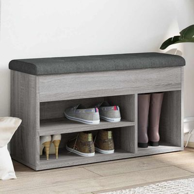 vidaXL Lavička na topánky sivá sonoma 82x32x45,5 cm kompozitné drevo