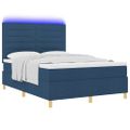 vidaXL LED box s pružinami s čelnou doskou Modrá 140 x 200 cm látka