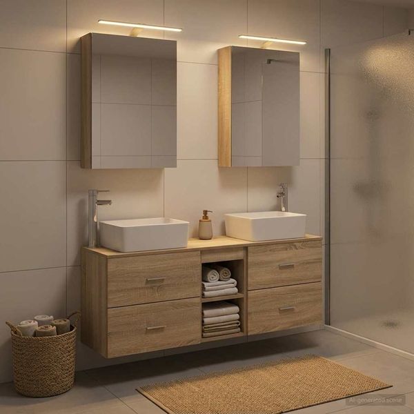 vidaXL Sada kúpeľňového nábytku 5 pcs Dub sonoma