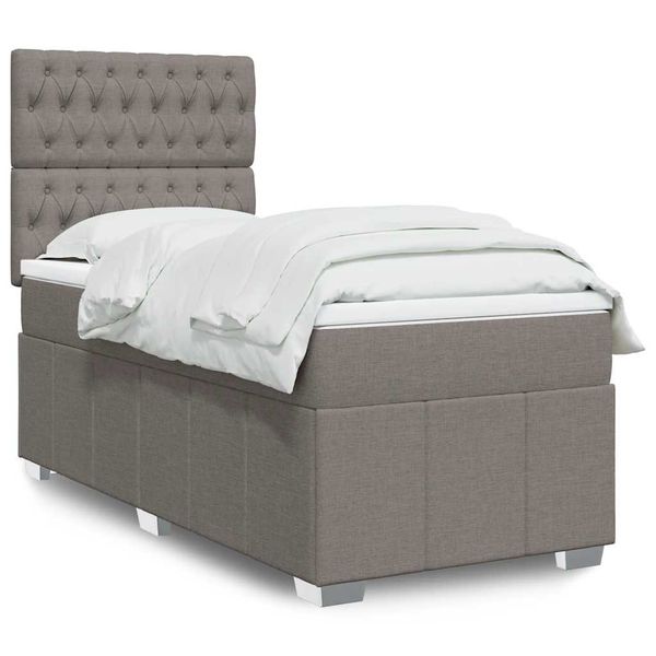 vidaXL Posteľný rám boxsping s matracom sivohnedý 80x200 cm látka