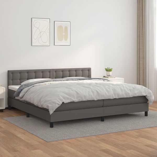 vidaXL Boxspring posteľ s matracom sivá 200x200 cm umelá koža