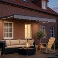 vidaXL Ručná vysúvacia markíza s LED Svetlosivá a antracitová 3 x 2 m