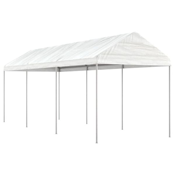vidaXL Altánok so strechou, biely 6,69x2,28x2,69 m, polyetylén