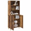 vidaXL Highboard Staré drevo 69,5 x 32,5 x 180 cm Kompozitné drevo