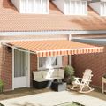 vidaXL Sklopná markíza Žltá a oranžová 400 × 300 cm Polyester a kov