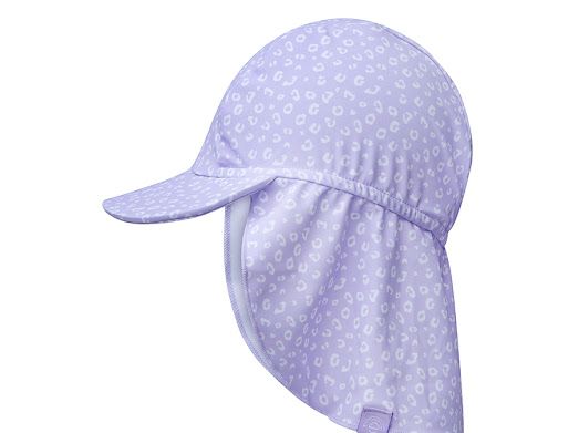 Plavkový klobúk s ochranou krku UPF 50+ Lila Leopard