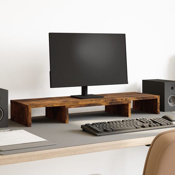 vidaXL Podstavec pod monitor dymový dub 80x24x10,5 cm kompozitné drevo