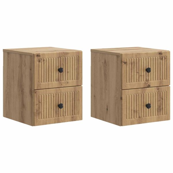 vidaXL Nástenná nočná skrinka 2 pcs Dub artisan 33 x 34,5 x 40 cm