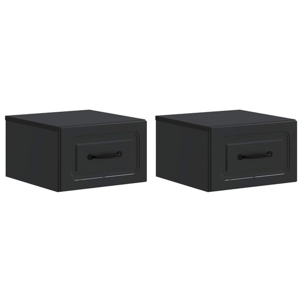 vidaXL Nástenná nočná skrinka Nástenný 2 pcs Čierna 34,5 x 33 x 20 cm