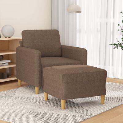vidaXL Kreslo s podnožkou hnedé 60 cm látkové