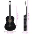 vidaXL Klasická gitara pre začiatočníkov čierna 4/4 39" lipové drevo