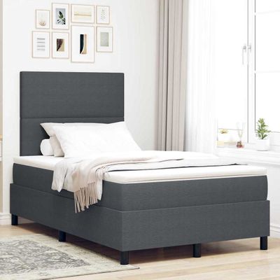 vidaXL Posteľ s pružinovým rámom Tmavo šedá a biela 120 x 190 cm