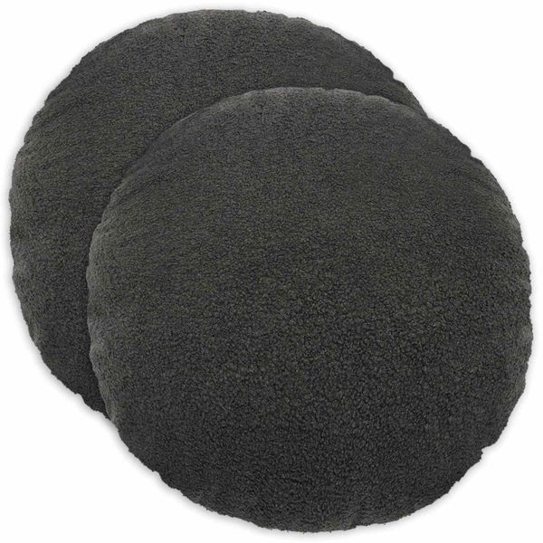 vidaXL Poťah na podložku 2 pcs HEERLEN Tmavosivá Ø 60 cm Bouclé