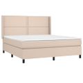 vidaXL Boxspring posteľ matrac a LED kapučínová 160x200 cm umelá koža