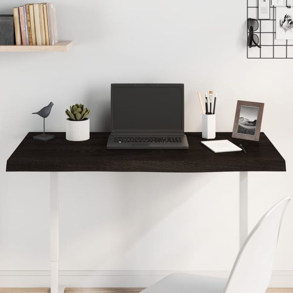 vidaXL Stolová doska tmavohnedá 100x50x(2-6) cm ošetrený dubový masív