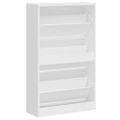 vidaXL Botník lesklý biely 63x24x103 cm spracované drevo