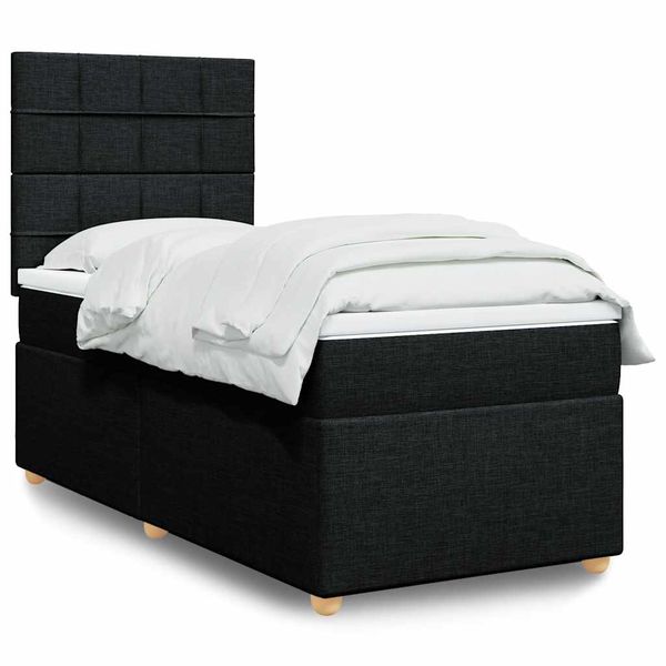 vidaXL Boxspring posteľ s matracom čierna 100x200 cm látka