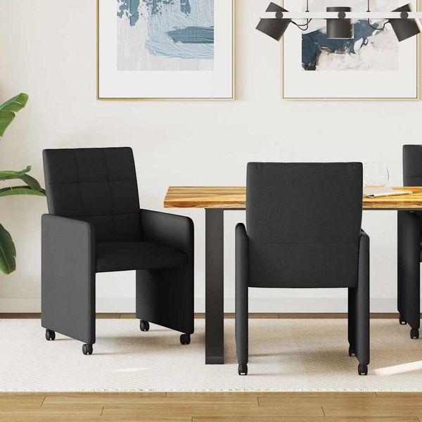 vidaXL Jedálenské stoličky na kolieskach 2 pcs Čierna 58 x 65 x 94 cm