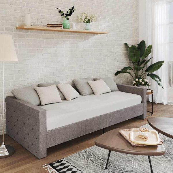 vidaXL Pohovka s matracom a USB bledosivá látková 90x200 cm