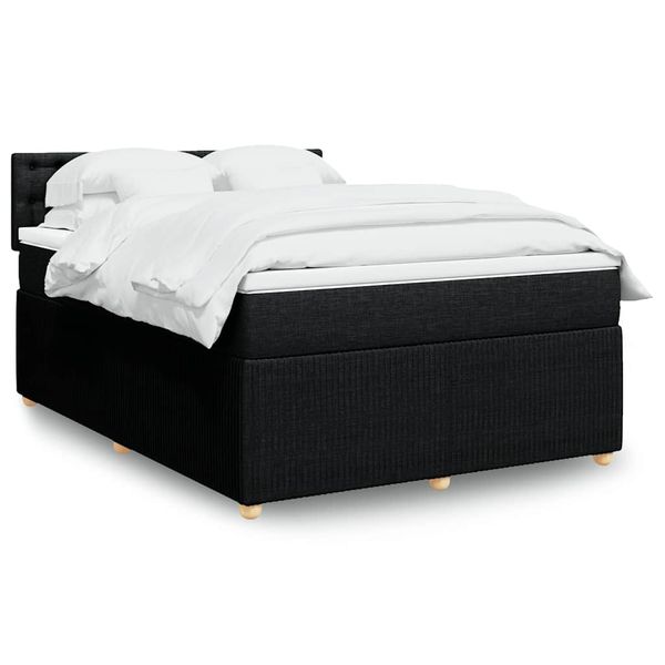vidaXL Posteľný rám boxspring s matracom čierny 160x200 cm látka