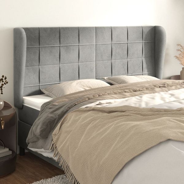 vidaXL Čelo postele so záhybmi bledosivé 163x23x118/128 cm zamat