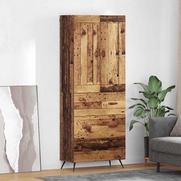 vidaXL Highboard Staré drevo 69,5 x 34 x 180 cm Kompozitné drevo