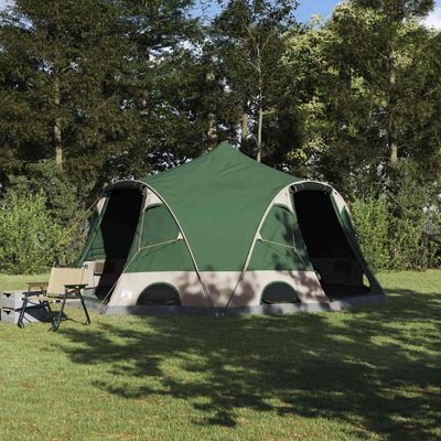 vidaXL Dómový stan pre 4 osoby so strechou Zelená 505 x 450 x 248 cm