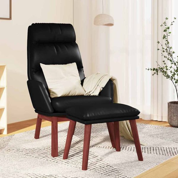 vidaXL Relaxačné kreslo s podnožkou čierne pravá koža a umelá koža