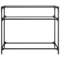 vidaXL Konzolový stolík priehľadná sklenená doska 98x35x81 cm oceľ