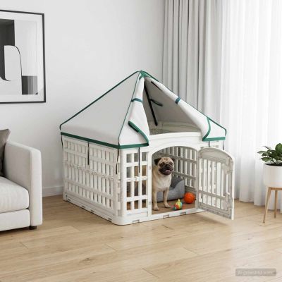 vidaXL 4 panelový psí výbeh s strechou Biela 63 x 63 x 67 cm Plast
