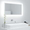 vidaXL Kúpeľňové zrkadlo s LED, biele 80x8,5x37 cm, akryl