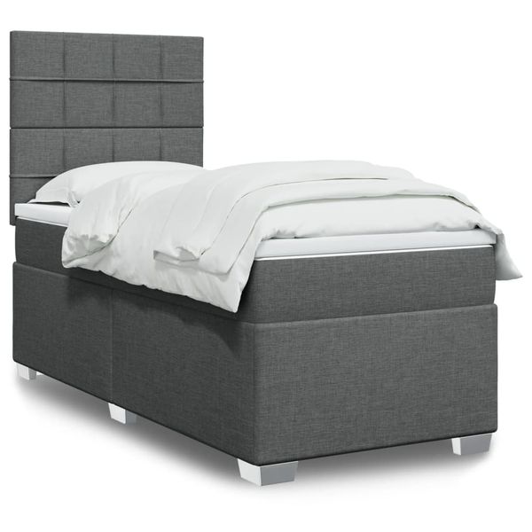 vidaXL Boxspring posteľ s matracom tmavosivá 90x200 cm látka