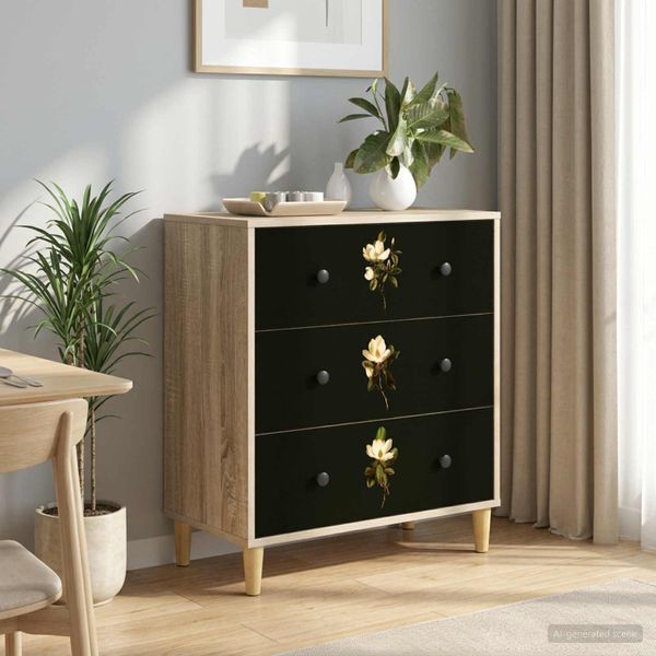 vidaXL Příborník BREMEN Magnólia potlač 66 x 36,5 x 75 cm Sonoma