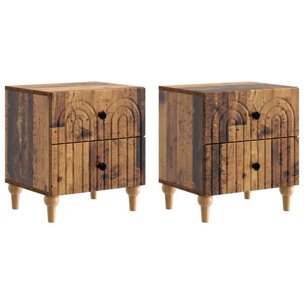 vidaXL Nočný stolík so zásuvkou 2 pcs Staré drevo 43 x 34,5 x 48 cm