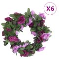 vidaXL Kvetinové girlandy 6 ks, jarné, svetlofialové 250 cm