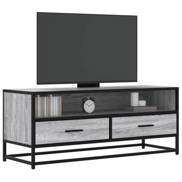 vidaXL TV skrinka sivá sonoma 100x34,5x40 cm kompozitné drevo a kov