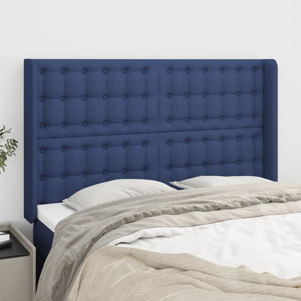 vidaXL Čelo postele so záhybmi modré147x16x118/128 cm látka