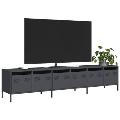 vidaXL TV skrinka antracit 202x39x43,5 cm oceľ valcovaná za studena