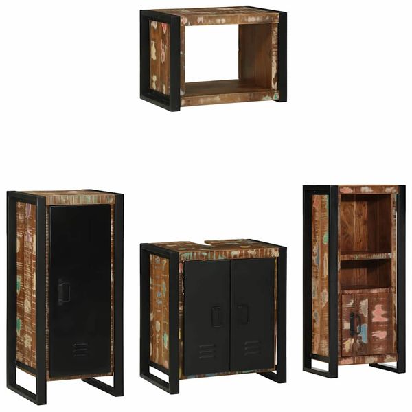 vidaXL Sada kúpeľňového nábytku Nástenný 4 pcs Masívne obnovené drevo