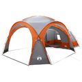 vidaXL Bočný stan Šedá a oranžová 410 x 410 x 250 cm Polyester a oceľ