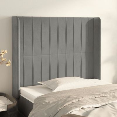 vidaXL Čelo postele so záhybmi bledosivé 83x16x118/128 cm zamat