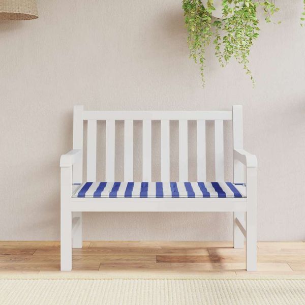 vidaXL Podložka na záhradnú lavičku modro-biele pruhy 120x50x4cm látka