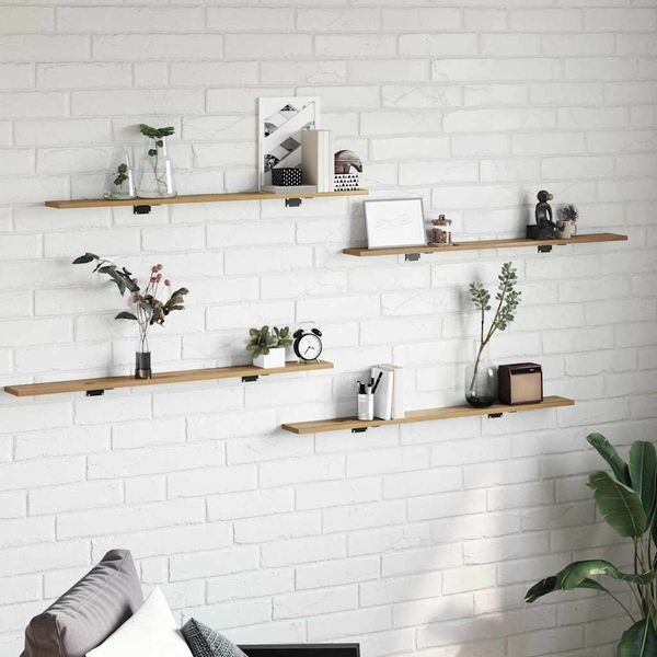 vidaXL Polica na knihy 4 pcs Hnedá 100 x 10 x 1,5 cm Kompozitné drevo