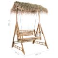 vidaXL 2-miestna hojdacia lavička s palmovými listami a podložkou bambus 202 cm
