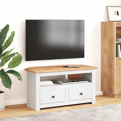 vidaXL Rohová TV skrinka biela 93x49x49 cm borovicový masív Panama Range