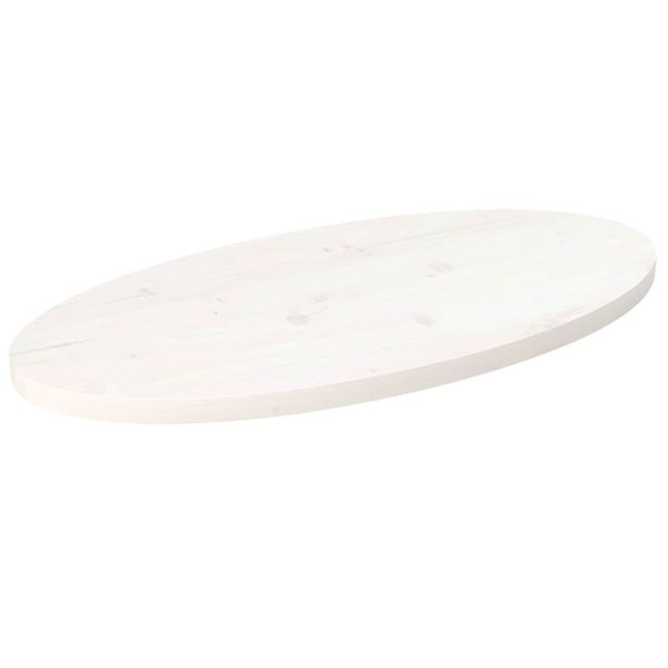vidaXL Stolová doska, biela 70x35x2,5 cm, borovicový masív, oválna