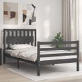 vidaXL Rám postele s čelom sivý 100x200 cm masívne drevo