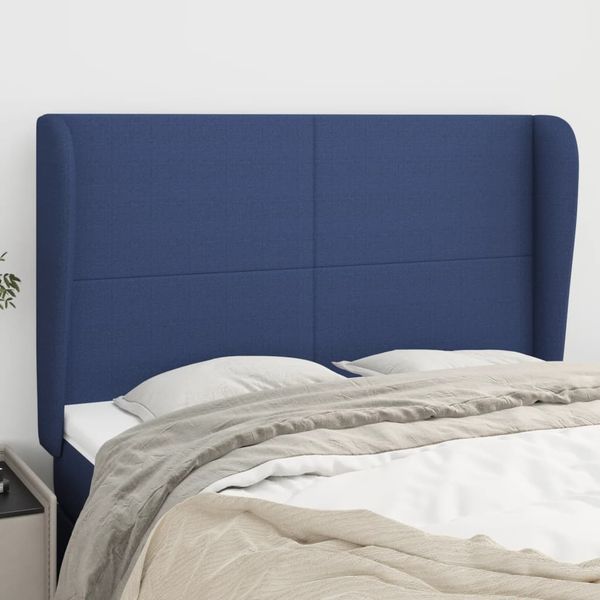 vidaXL Čelo postele so záhybmi modrý 147x23x118/128 cm látka