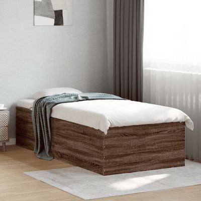 vidaXL Posteľný rám hnedý dub 90x190 cm kompozitné drevo